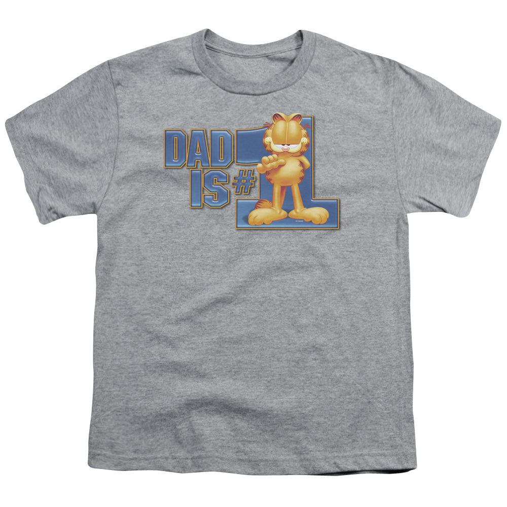 Garfield - Dad Is Number One - Short Sleeve Youth 18/1 - Athletic Heather T-shirt