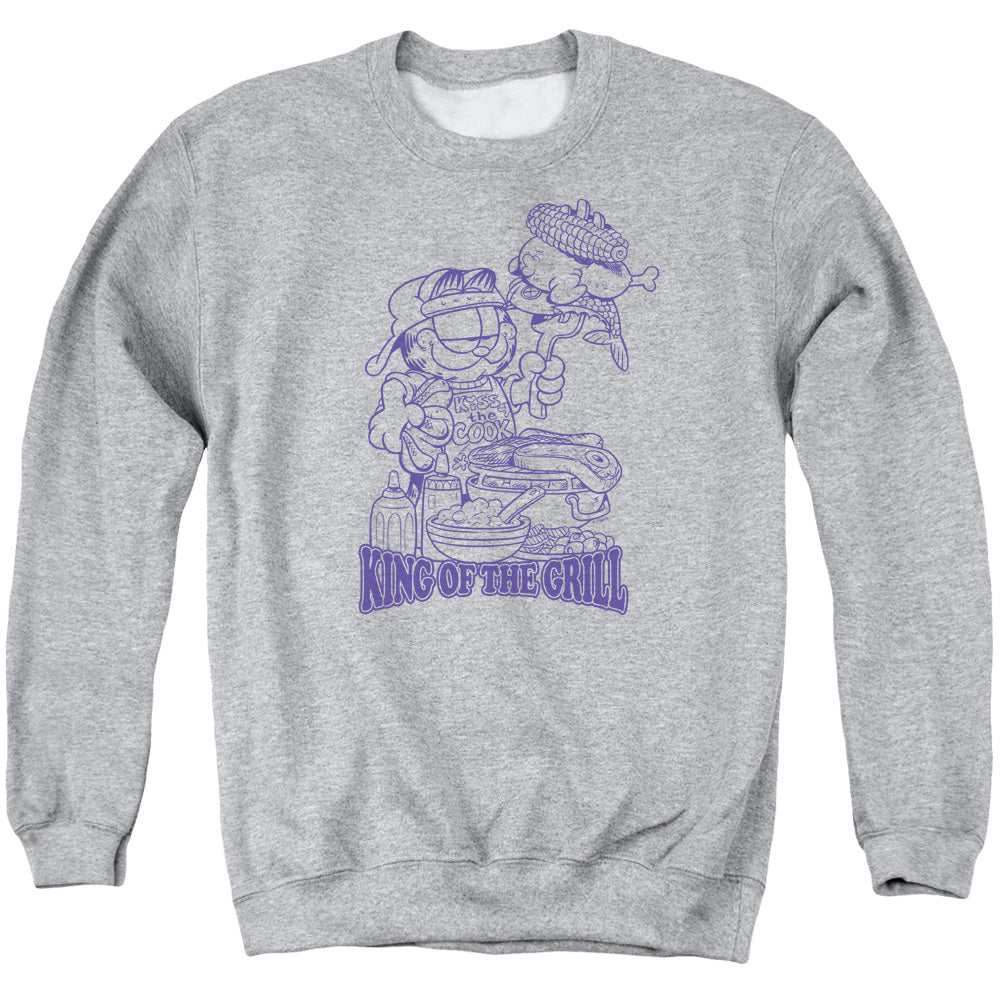 Garfield - King Of The Grill - Adult Crewneck Sweatshirt - Athletic Heather