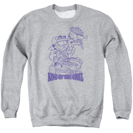 Garfield - King Of The Grill - Adult Crewneck Sweatshirt - Athletic Heather