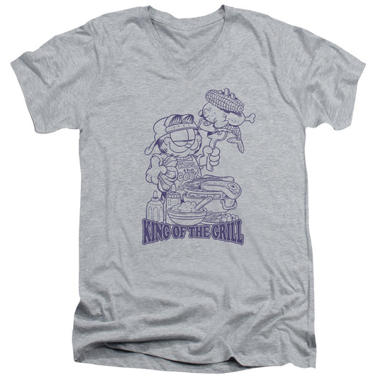 Garfield - King Of The Grill - Short Sleeve Adult V-neck - Athletic Heather T-shirt