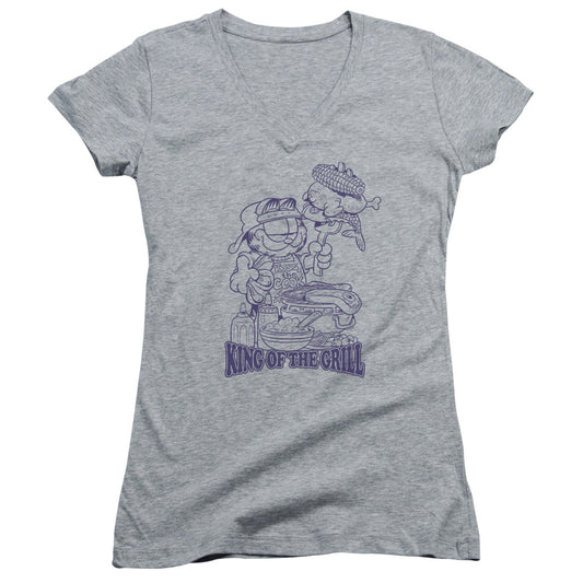 Garfield - King Of The Grill - Junior V-neck - Athletic Heather