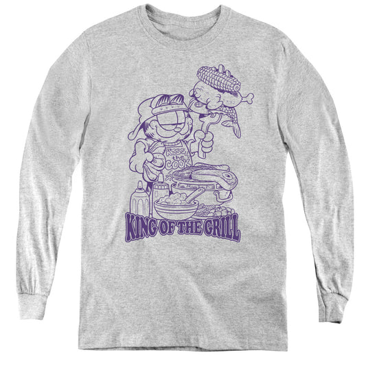 Garfield - King Of The Grill - Youth Long Sleeve Tee - Athletic Heather