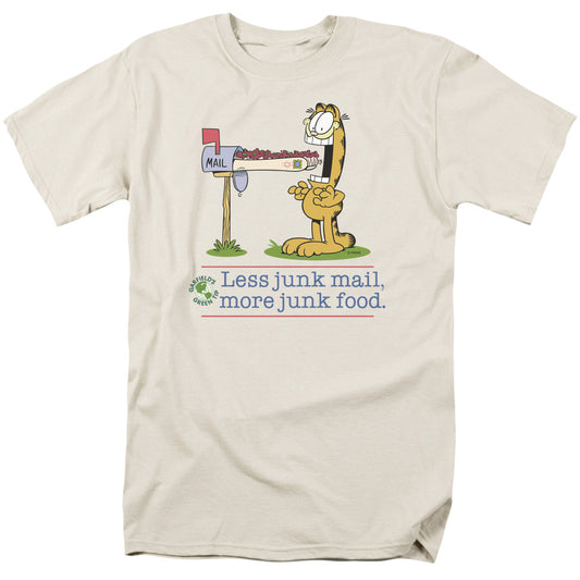 Garfield - Less Junk Mail - Short Sleeve Adult 18/1 - Cream T-shirt
