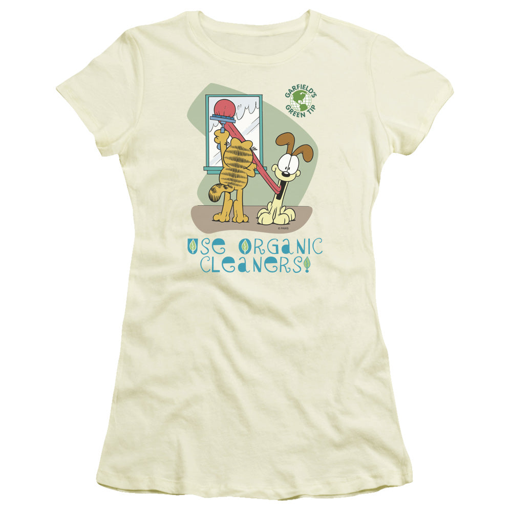 Garfield - Organic Cleaners - Short Sleeve Junior Sheer - Cream T-shirt