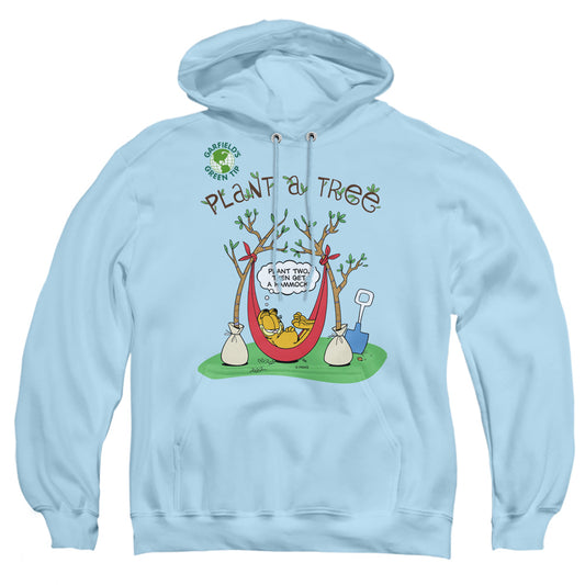 Garfield - Plant A Tree - Adult Pull-over Hoodie - Light Blue