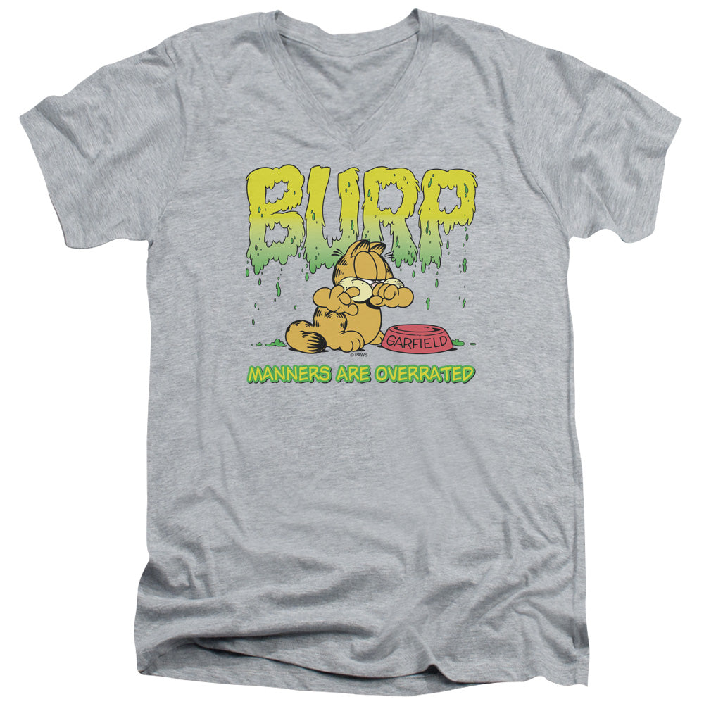 Garfield - Manners - Short Sleeve Adult V-neck - Athletic Heather T-shirt