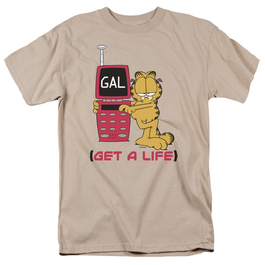 Garfield - Get A Life - Short Sleeve Adult 18/1 - Sand T-shirt