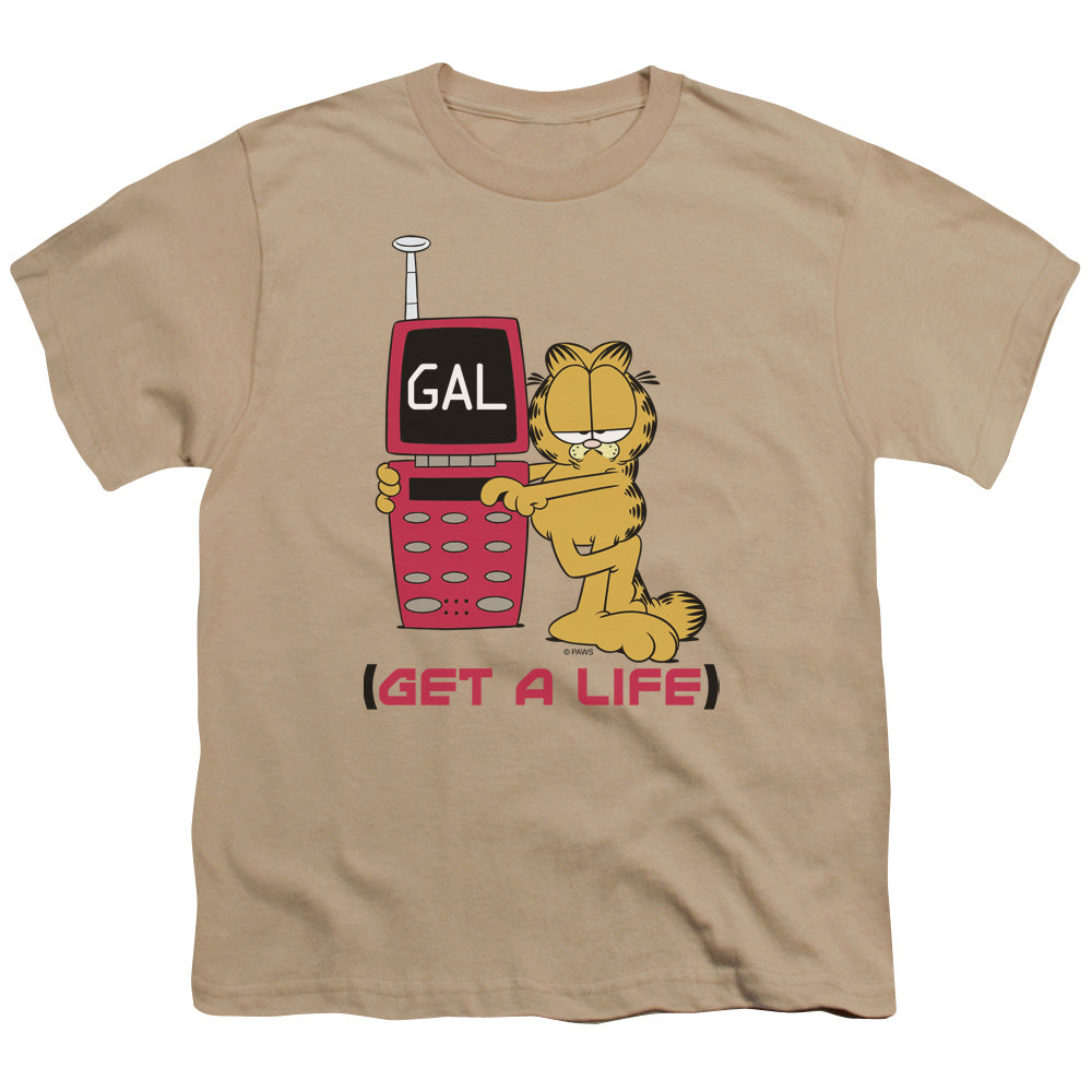 Garfield - Get A Life - Short Sleeve Youth 18/1 - Sand T-shirt
