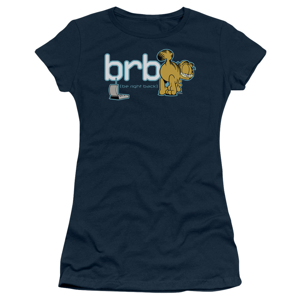 Garfield - Be Right Back - Short Sleeve Junior Sheer - Navy T-shirt