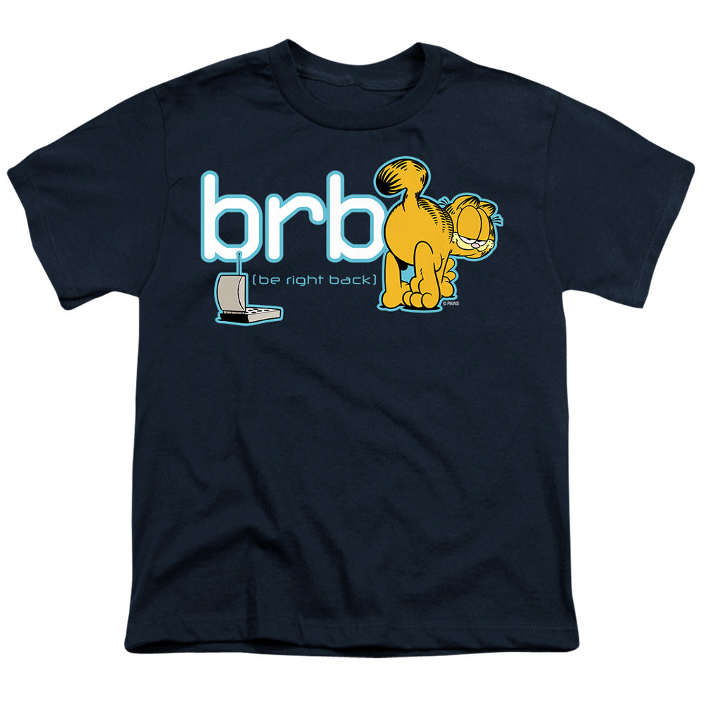 Garfield - Be Right Back - Short Sleeve Youth 18/1 - Navy T-shirt