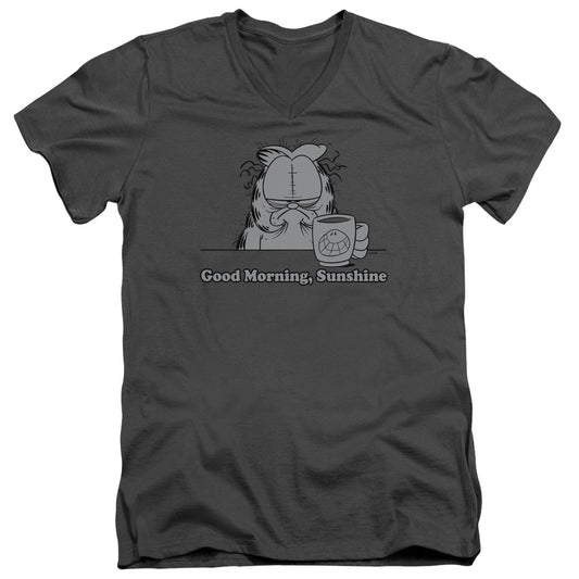Garfield - Good Morning Sunshine - Short Sleeve Adult V-neck - Charcoal T-shirt