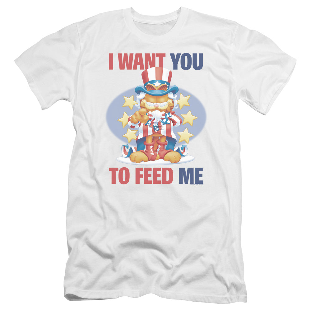 Garfield - I Want You-premuim Canvas Adult Slim Fit 30/1 - White