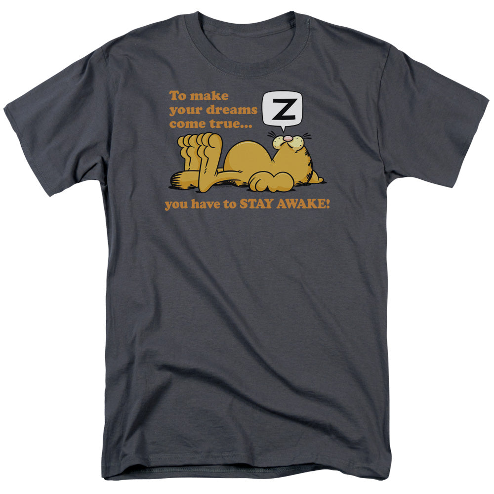 Garfield - Stay Awake - Short Sleeve Adult 18/1 - Charcoal T-shirt