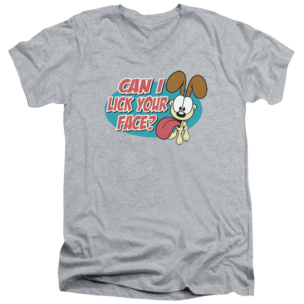 Garfield - Question - Short Sleeve Adult V-neck - Athletic Heather T-shirt