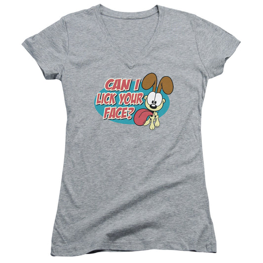 Garfield Question - Junior V-neck - Athletic Heather