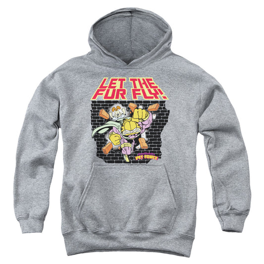 Garfield - Let The Fur Fly - Youth Pull-over Hoodie - Athletic Heather