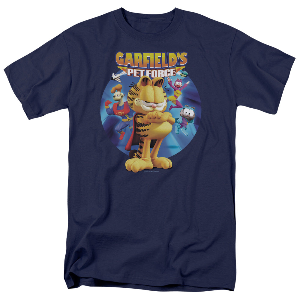 Garfield - Dvd Art - Short Sleeve Adult 18/1 - Navy T-shirt