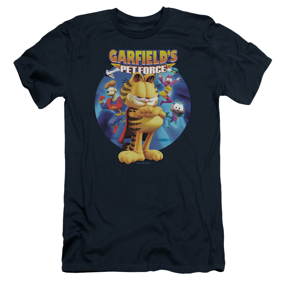 Garfield - Dvd Art - Short Sleeve Adult 30/1 - Navy T-shirt