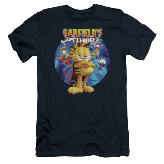 Garfield - Dvd Art - Short Sleeve Adult 30/1 - Navy T-shirt