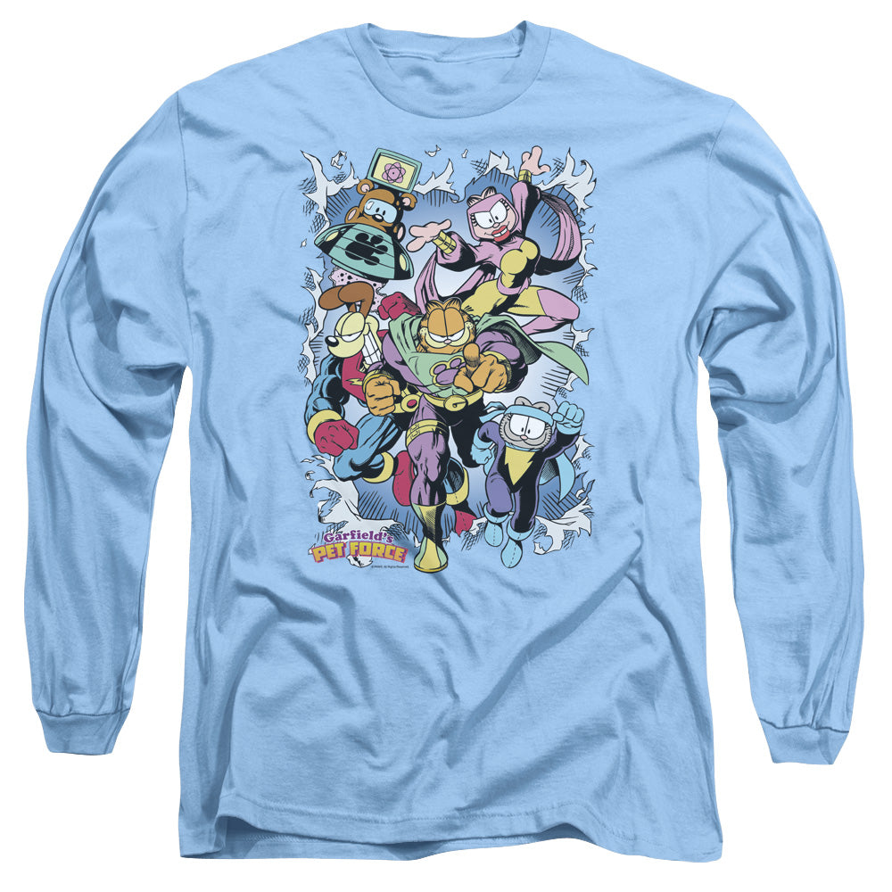 Garfield - Ripped - Long Sleeve Adult 18/1 - Carolina Blue T-shirt