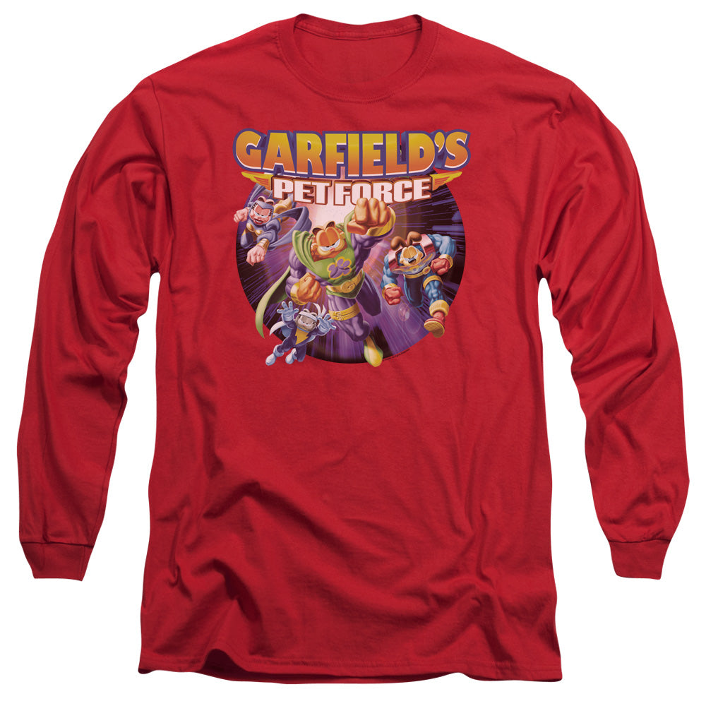 Garfield - Pet Force Four - Long Sleeve Adult 18/1 - Red T-shirt
