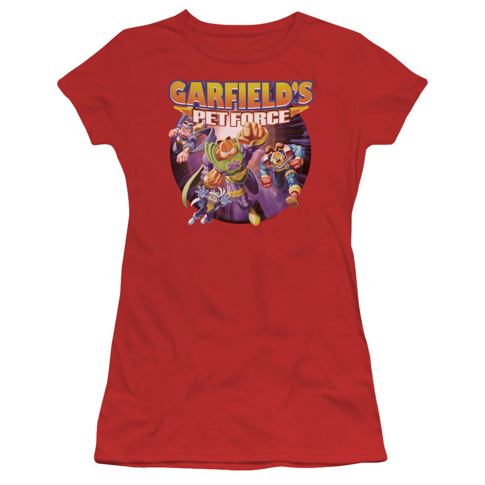 Garfield - Pet Force Four - Short Sleeve Junior Sheer - Red T-shirt