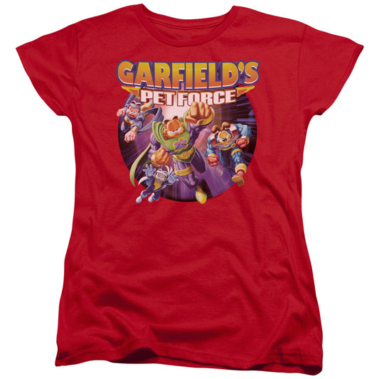 Garfield - Pet Force Four - Short Sleeve Womens Tee - Red T-shirt