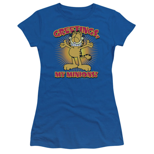 Garfield - Minions - Short Sleeve Junior Sheer - Royal Blue T-shirt