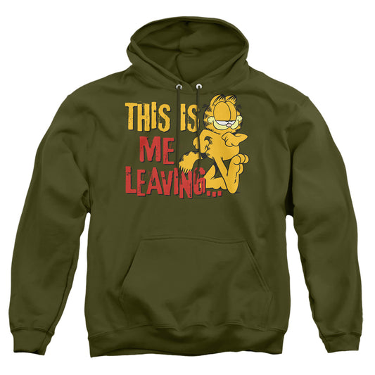 Garfield - Leaving - Adult Pull-over Hoodie - Military Green