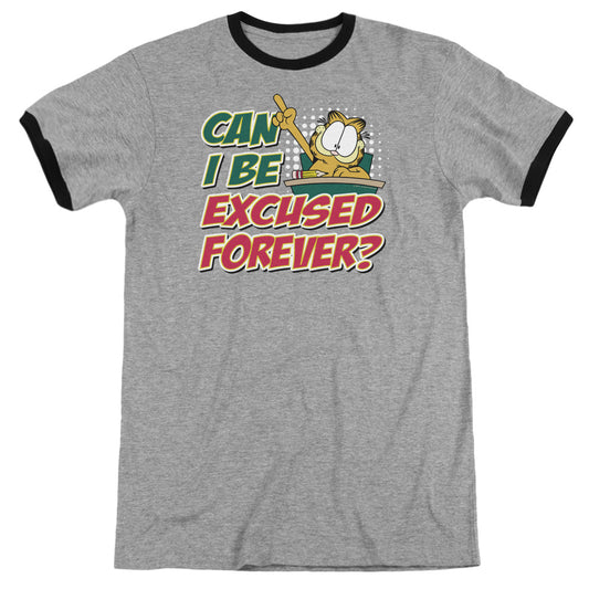 Garfield - Excused Forever - Adult Ringer - Heather/black