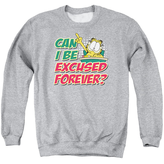 Garfield Excused Forever - Adult Crewneck Sweatshirt - Athletic Heather