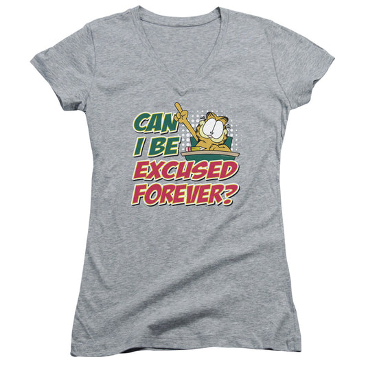 Garfield - Excused Forever - Junior V-neck - Athletic Heather