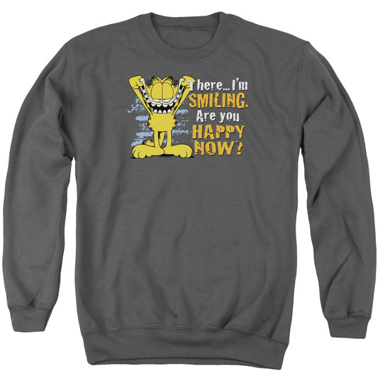 Garfield - Smiling - Adult Crewneck Sweatshirt - Charcoal