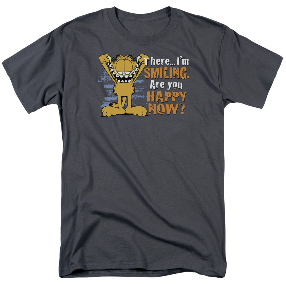 Garfield - Smiling - Short Sleeve Adult 18/1 - Charcoal T-shirt