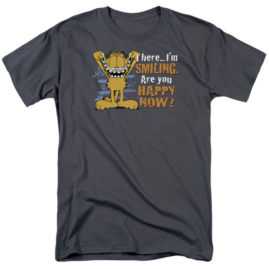 Garfield - Smiling - Short Sleeve Adult 18/1 - Charcoal T-shirt