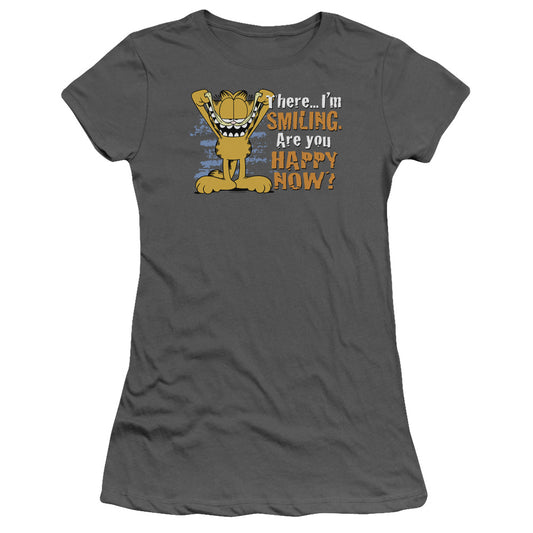 Garfield - Smiling - Short Sleeve Junior Sheer - Charcoal T-shirt