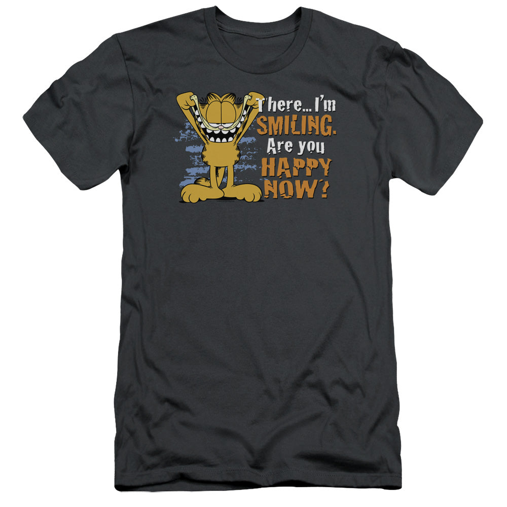 Garfield - Smiling - Short Sleeve Adult 30/1 - Charcoal T-shirt