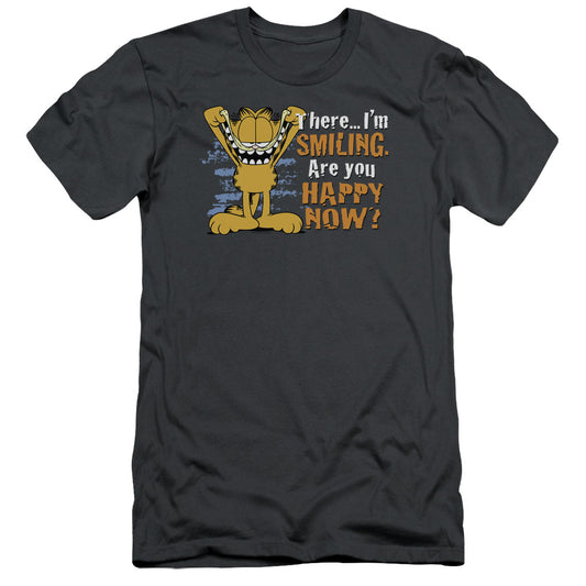 Garfield - Smiling - Short Sleeve Adult 30/1 - Charcoal T-shirt