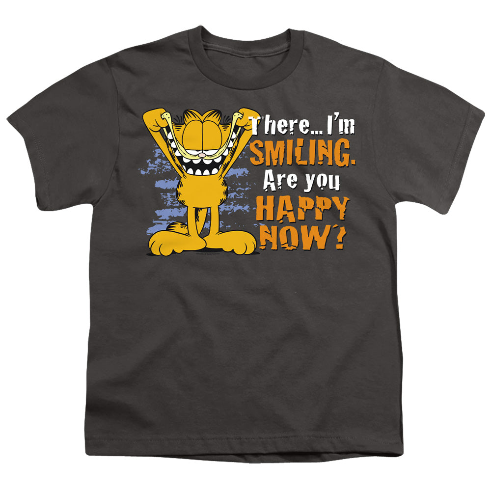 Garfield - Smiling - Short Sleeve Youth 18/1 - Charcoal T-shirt