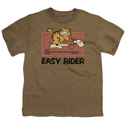 Garfield - Vintage Easy Rider - Short Sleeve Youth 18/1 - Safari Green T-shirt