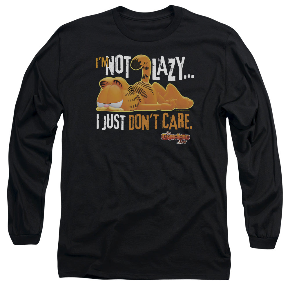 Garfield - Not Lazy - Long Sleeve Adult 18/1 - Black T-shirt