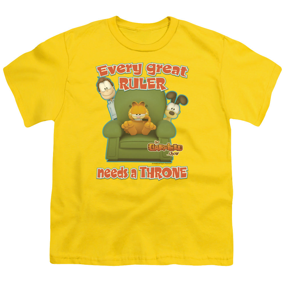 Garfield - Throne - Short Sleeve Youth 18/1 - Yellow T-shirt
