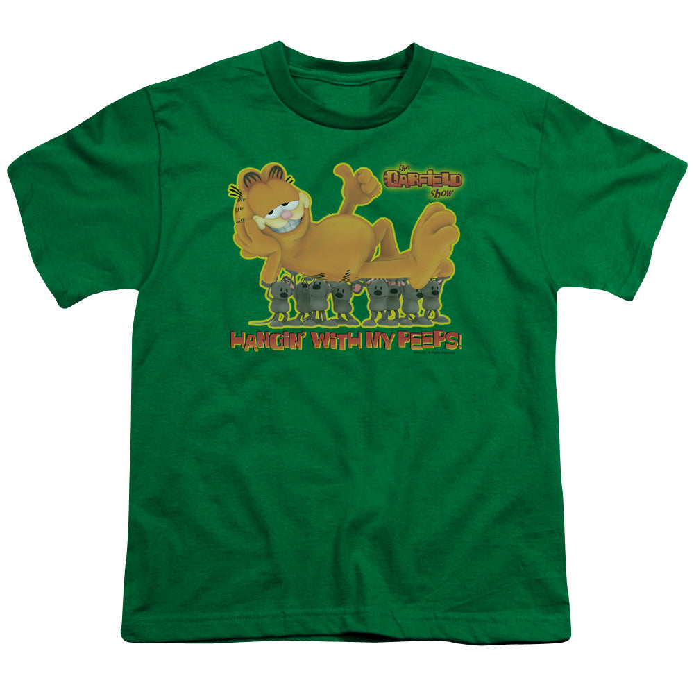 Garfield - My Peeps - Short Sleeve Youth 18/1 - Kelly Green T-shirt