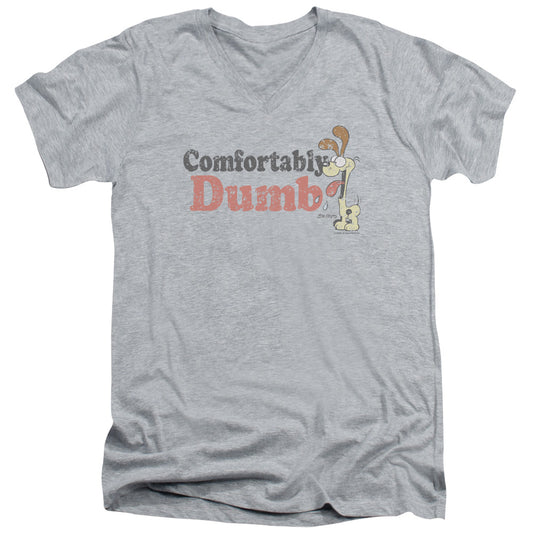 Garfield - Comfortably Dumb - Short Sleeve Adult V-neck - Athletic Heather T-shirt