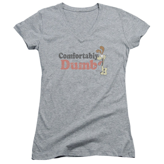 Garfield - Comfortably Dumb - Junior V-neck - Athletic Heather
