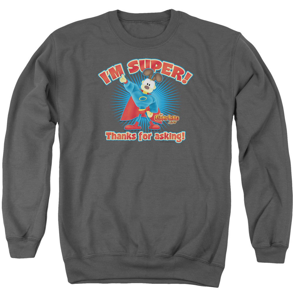 Garfield - Super - Adult Crewneck Sweatshirt - Charcoal