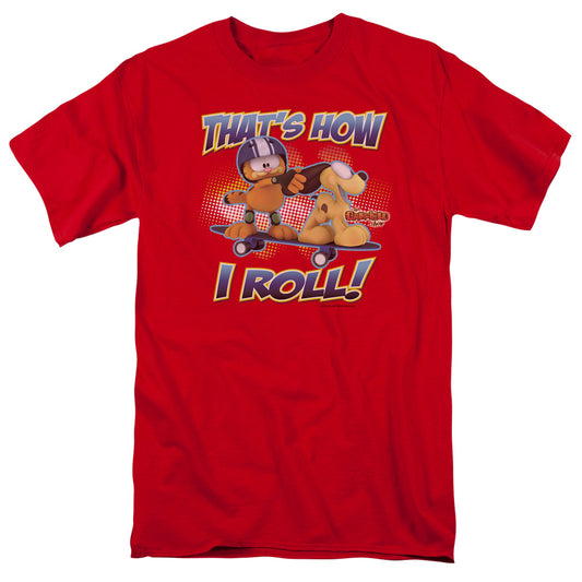 Garfield - How I Roll - Short Sleeve Adult 18/1 - Red T-shirt
