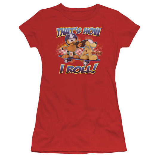 GARFIELD HOW I ROLL - S/S JUNIOR SHEER - RED T-Shirt