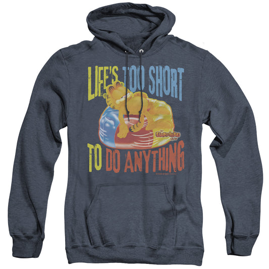 Garfield - Too Short - Adult Heather Hoodie - Navy