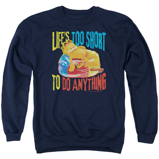 Garfield - Too Short - Adult Crewneck Sweatshirt - Navy